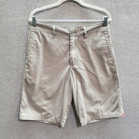 Quiksilver Men Shorts 30 Khaki Chino Bermuda Logo Slash Pockets Casual - Picture 1 of 9